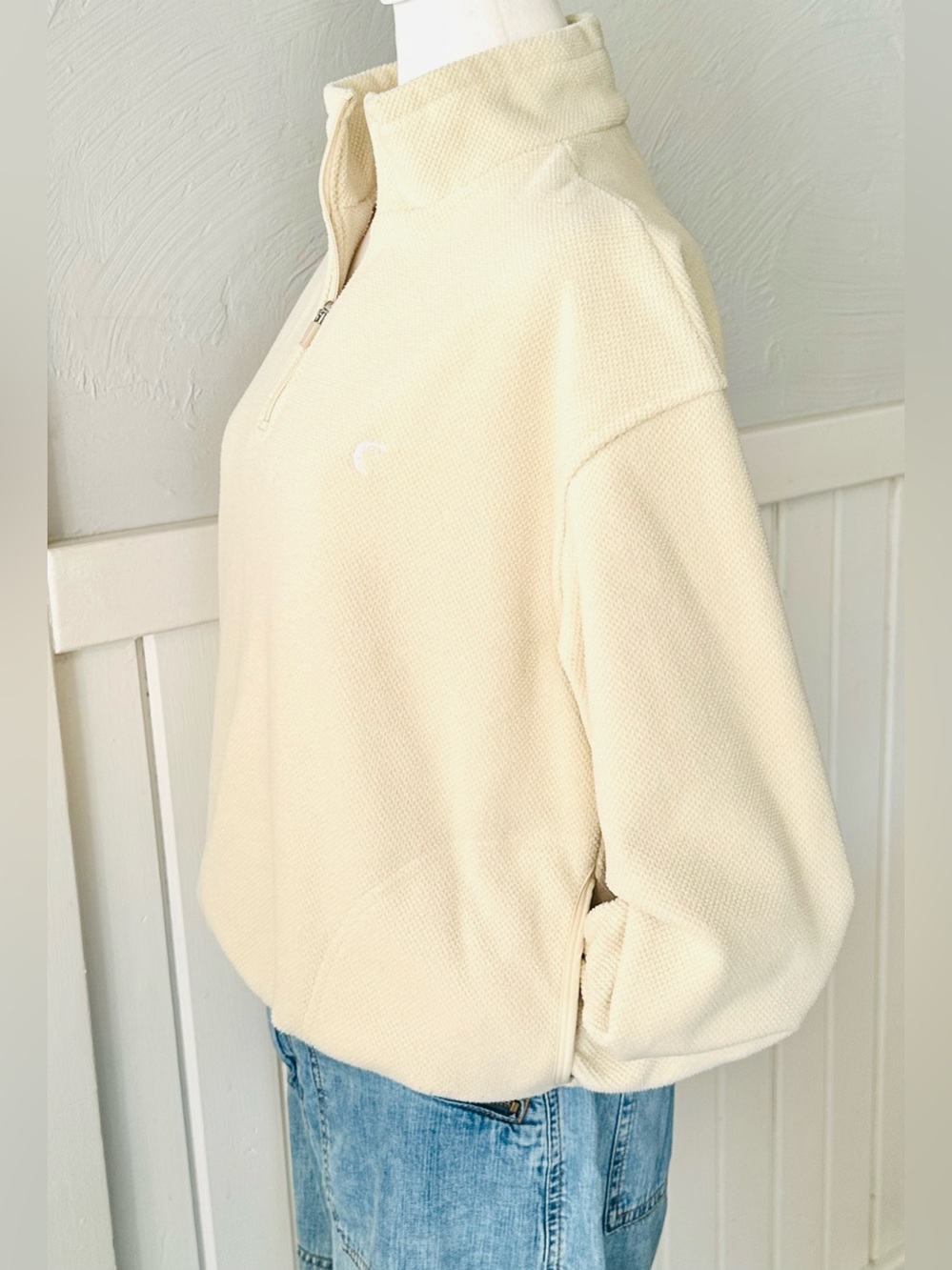 ZYIA Elowen Fleece Quarter Zip Cream Natural Activewear Size Small - Picture 6 of 9